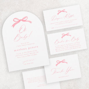 Elegant Rosa Slinga Flickor Baby Shower Tack Kort