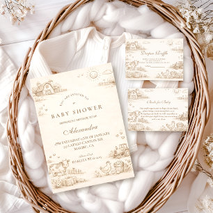 Doodle Vintage Farm Sago-bok Baby Shower Pappersservett
