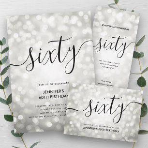 Silver Glitter Ljus 60:e födelsedagen Tack Kort