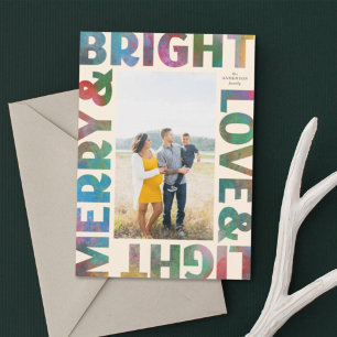 Färgfull Merry och Bright Kärlek och Light Helgdag Vykort