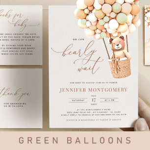 Bear Balloons Baby Shower allt i en inbjudan
