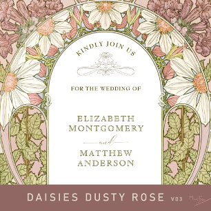 Daisy Dusty Pink Bröllopsinlägg INFO Art Nouveau Inbjudningar