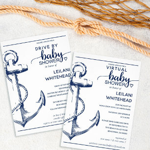 Nautical Anchor Baby Shower Navy Inbjudan