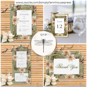 Boho Winter Greenery Boughs Sage Grönt Reception Tilläggskort