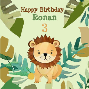 Cute Little Jungle Lejon Birthday Inbjudningar