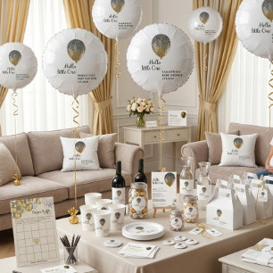 Födelsedagsfest Glamour Ballong Blöja Lotteri Inbjudningar