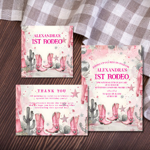 Wild West 1:a rodeo födelsedag Tack Kort