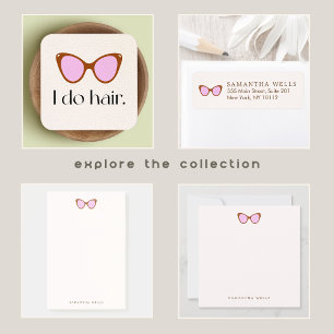 Rosa Retro Sunglasses Personlig Returadress Etikett