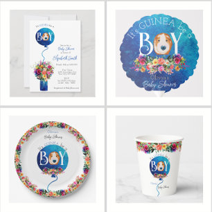 Det är en liten, blå ballongguinea gris-babydusch pappersservett