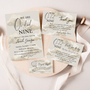 Cloud Nine Beige Gender Neutral Himmel Baby Shower Inbjudningar