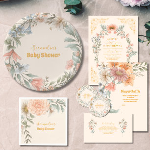 En liten Wildblomma Baby Shower Runt Klistermärke