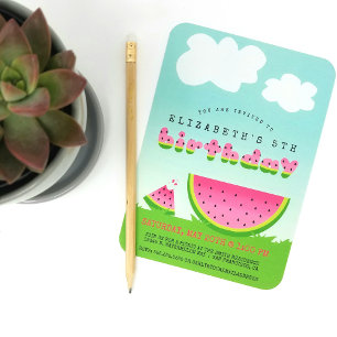 Sweet Red Watermelon Kids Summertime Birthday Inbjudningar