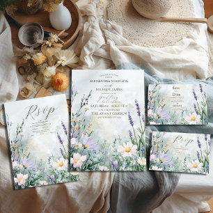 Elegant Wildbloms Meadow  Rosa Bröllop Spara Spara Datumet