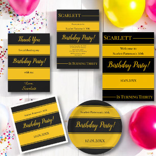 Elegant Black and Guld Rand Luxury Birday Inbjudningar