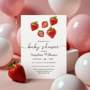Platt Tack Baby Shower Sweet Strawbär. Kort