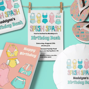 Cute Vintage Bathing Kostym Anpassade Birthday Kort