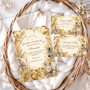 Elegant Guld Safari Pojke Baby Shower Inbjudningar