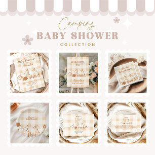 Inbjudan till neutralt Camping Baby Shower