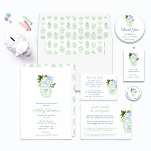 Elegant Pistachio White Gender Neutral Baby Shower Inbjudningar