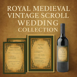 Royal Rulla för medeltida Vintage säkert datum Inbjudningar