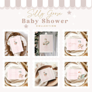 Vintage Rosa Fånig Goose Baby Shower Pappersservett