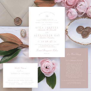 Elegant Classic Rosa Taupe Bröllop QR CODE OSA Anteckningskort
