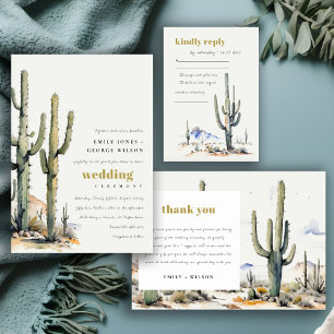 Westerna Boho Cactus Desert Ligcape Bröllop Inbjudningar
