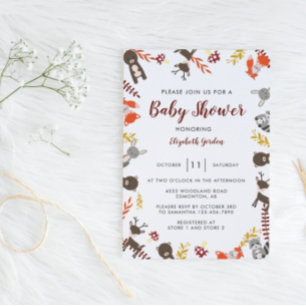 Woodland Baby Shower Cute Forest Animals Neutralt Vykort