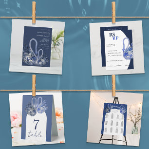 Elegant Vacker Blue Boho Svan Watercolor OSA Kort