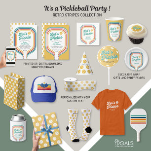 Pickleball Party Låt oss Pickle Retro Rainbow Rand Inbjudningar