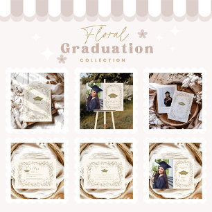 Chic Vintage Botaniska Blommigten Studenten Meddelande