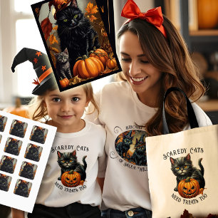 Black Cat Halloween Vintage Witchy Painting Spooky Fyrkantigt Klistermärke