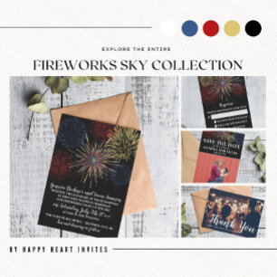 Fireworks Himlar 4:e juli bröllopsinbjudan Inbjudningar