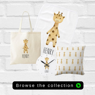 Giraffe monogram, söt modern tygkasse