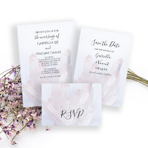 Light Lavender Lila Crystals Bröllop Inbjudningar