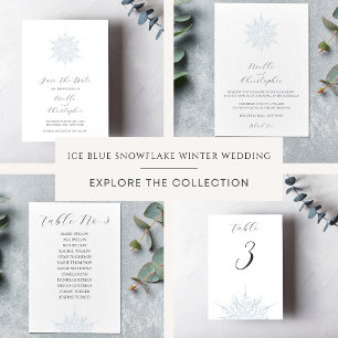 Ice Blue Snowflake Winter Wedding Seating Bordsnummer