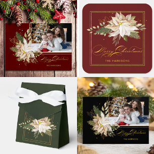 Elegant White Poinsettias w/Guld Greenery Photo