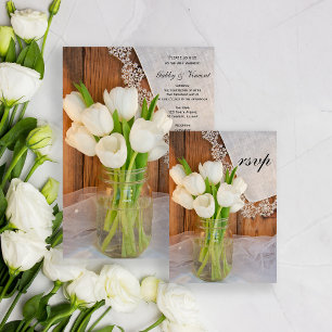 Mason Burk White Tulips Land Barn Bröllop OSA Kort