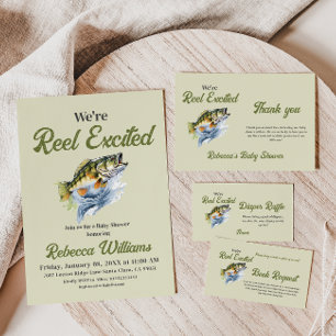 Grönt för fiskesage Reel Excted Baby Shower Tack Kort
