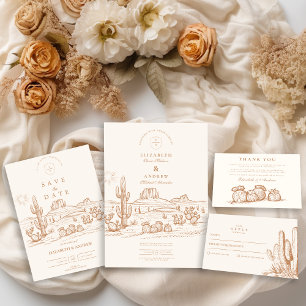 Westerna Boho Cactus Desert Ligcape Bröllop Tack Kort