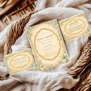 Vintage Coastal Wildflower Bröllopsdusch Tack Kort