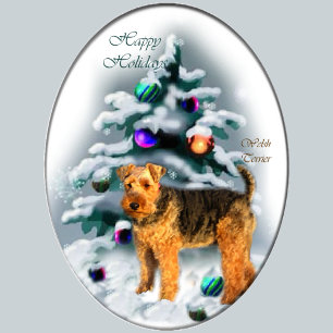 Welsh Terrier-julgåvor Helgkort