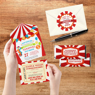 Carnival Circus Festival Baby Shower Runt Klistermärke