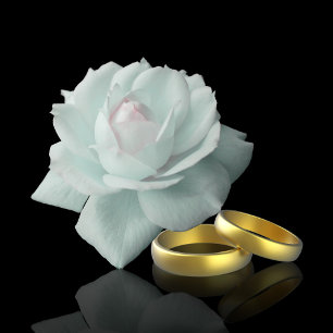 Elegant bröllop Vit ros Guld Ringar Black Inbjudningar