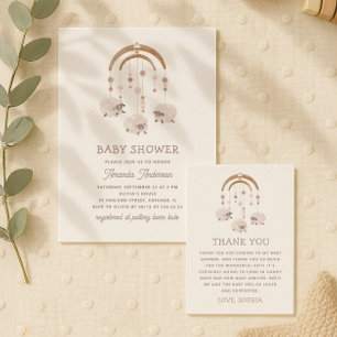 Cute boho pastel får mobil. Soft baby plantskola Poster