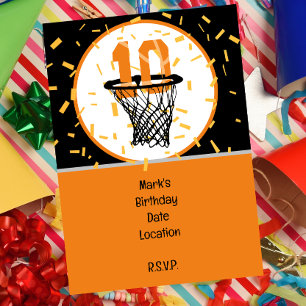 Basket 10-årsdag med nummer i minihoop inbjudningar