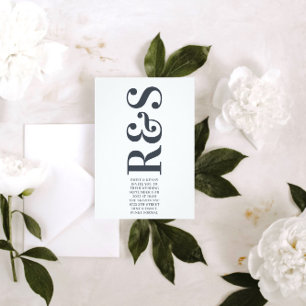 Modern Elegant Stor Monogram Fet Enkel Bröllop Inbjudningar