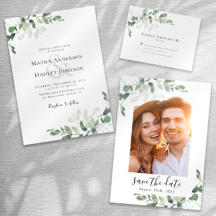 Eucalyptus Greenery Bröllop Inbjudningar