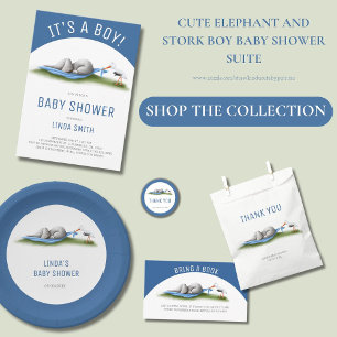 Cute Elephant Baby Shower Tack Runt Klistermärke