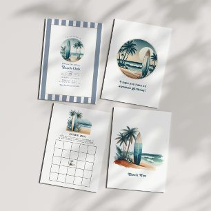Retro Beach Club Surfbräda Kustnära Tack Kort